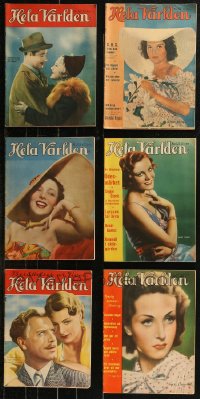 8s0492 LOT OF 6 HELA VARLDEN SWEDISH MAGAZINES 1930s filled with great images & articles!