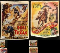 8s0699 LOT OF 6 FORMERLY FOLDED COWBOY WESTERN BELGIAN POSTERS 1950s a variety of movie images!