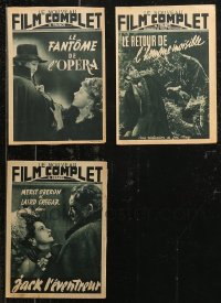 8s0508 LOT OF 3 HORROR/SCI-FI LE FILM COMPLET FRENCH MOVIE MAGAZINES 1946-1947 great movie images!