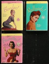 8s0384 LOT OF 3 HARDCOVER 4.5X6 PIN-UP BOOKS 1995 sexy Blondes, Redheads & Brunettes!