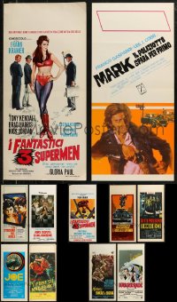 8s0660 LOT OF 15 FORMERLY FOLDED ITALIAN LOCANDINAS 1950s-1970s a variety of cool movie images!