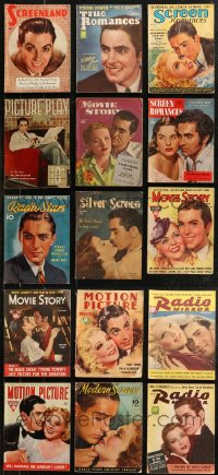 8s0447 LOT OF 15 MOVIE MAGAZINES WITH TYRONE POWER JR. COVERS 1930s-1940s many great images!