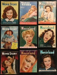 8s0474 LOT OF 9 MOVIE MAGAZINES 1943-1949 filled with great images & articles!