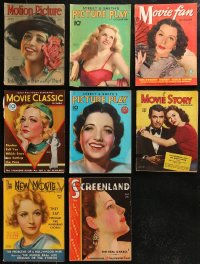 8s0472 LOT OF 8 LESSER CONDITION MOVIE MAGAZINES 1930s-1940s filled with great images & articles!
