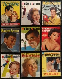 8s0475 LOT OF 9 MODERN SCREEN MOVIE MAGAZINES 1930s-1950s filled with great images & articles!