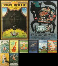 8s0697 LOT OF 10 FORMERLY FOLDED EAST GERMAN A2 POSTERS 1970s-1980s a variety of cool artwork!