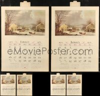 8s0679 LOT OF 6 TRAVELERS CURRIER & IVES 1972 CALENDARS 1972 George H. Durrie art!