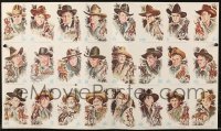 8s0684 LOT OF 42 UNCUT COWBOY KINGS OF WESTERN FAME 17X28 POSTCARD SHEETS 1973 John Wayne & more!