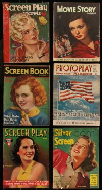 8s0493 LOT OF 6 1930S-40S MOVIE MAGAZINES 1930s-1940s filled with great images & articles!