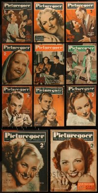 8s0526 LOT OF 11 PICTUREGOER 1937 ENGLISH MOVIE MAGAZINES 1937 filled with great images & articles!