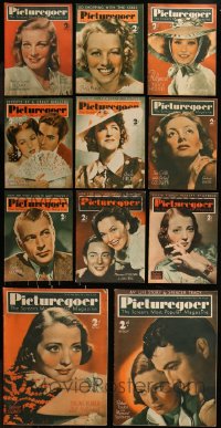8s0528 LOT OF 11 PICTUREGOER 1938 ENGLISH MOVIE MAGAZINES 1938 filled with great images & articles!