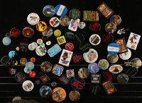8s0622 LOT OF 50+ MOVIE PROMO AND OTHER PIN-BACK BUTTONS AND ITEMS 1960s-1990s cool images!