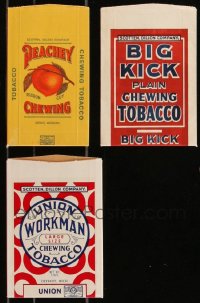 8s0628 LOT OF 3 CHEWING TOBACCO BAGS 1930s Peachey, Big Kick plain & Union Workman!