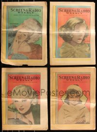 8s0293 LOT OF 4 SCREEN & RADIO WEEKLY NEWSPAPER SUPPLEMENTS 1934-1935 Jean Harlow, Greta Garbo!