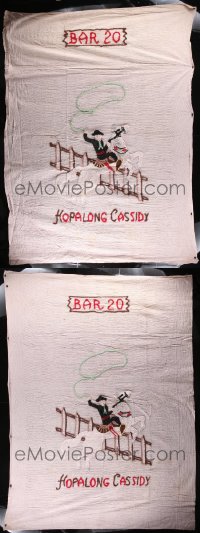 8s0577 LOT OF 2 HOPALONG CASSIDY BLANKETS 1950s perfect for your cowboy bedroom decor!