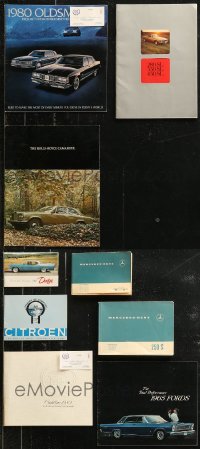 8s0276 LOT OF 9 CAR BROCHURES AND MANUALS 1950s-1980s Dodge, Citroen, Ford, Oldsmobile, Mercedes!