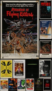 8s0148 LOT OF 15 FOLDED HORROR/SCI-FI/FANTASY ONE-SHEETS 1970s-1990s a variety of cool images!