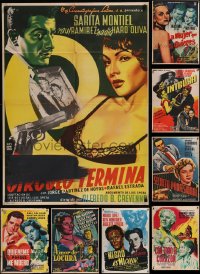 8s0252 LOT OF 10 FOLDED MEXICAN POSTERS 1950s great images from a variety of different movies!