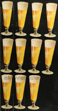 8s0306 LOT OF 11 DIE-CUT BEER GLASSES 1950s display them at your favorite place to drink!