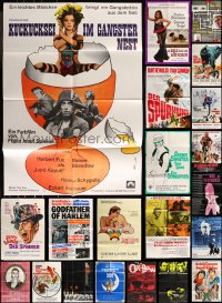 8s0246 LOT OF 24 FOLDED GERMAN A1 POSTERS 1960s-1970s a variety of cool movie images!
