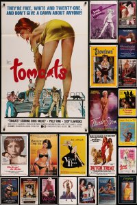 8s0131 LOT OF 43 FOLDED SEXPLOITATION ONE-SHEETS 1970s-1980s sexy images with some nudity!