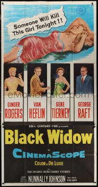 8t0195 BLACK WIDOW 3sh 1954 Ginger Rogers, Gene Tierney, Van Heflin, George Raft, sexy art!