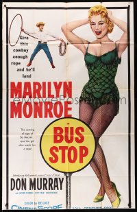 8t0199 BUS STOP INCOMPLETE 3sh 1956 full-length sexy Marilyn Monroe & cowboy Don Murray with lasso!