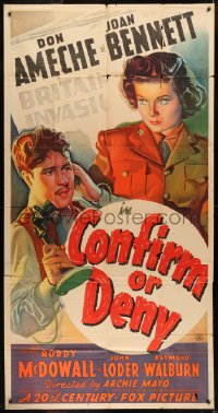 8t0205 CONFIRM OR DENY 3sh 1941 Don Ameche on phone & operator Joan Bennett, early Sam Fuller!