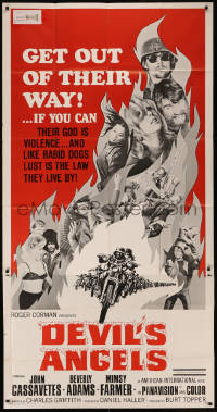 8t0209 DEVIL'S ANGELS 3sh 1967 Corman, Cassavetes, their god is violence, lust the law they live by!