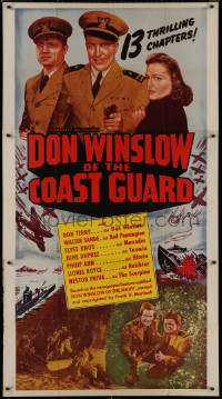 8t0217 DON WINSLOW OF THE COAST GUARD 3sh R1953 Don Terry serial in 13 thrilling chapters, rare!