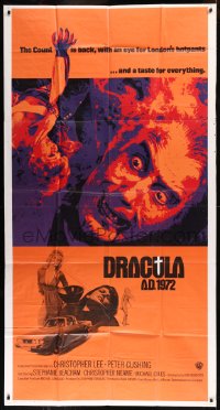 8t0218 DRACULA A.D. 1972 int'l 3sh 1972 Hammer, cool artwork of vampire Christopher Lee!