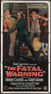 8t0224 FATAL WARNING chapter 5 3sh 1929 Ralph Graves, Helene Costello, The Clutching Hand, rare!