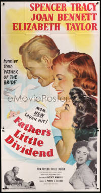 8t0225 FATHER'S LITTLE DIVIDEND 3sh 1951 art of Elizabeth Taylor, Spencer Tracy & Joan Bennett!