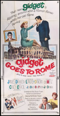 8t0228 GIDGET GOES TO ROME 3sh 1963 James Darren & Cindy Carol over Italy's Colisseum!