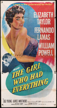 8t0229 GIRL WHO HAD EVERYTHING 3sh 1953 sexy Elizabeth Taylor goes to the underworld for thrills!