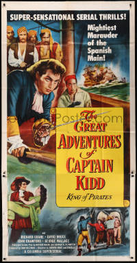 8t0233 GREAT ADVENTURES OF CAPTAIN KIDD 3sh 1953 pirates, swashbuckling super-sensational serial!