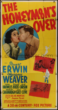 8t0244 HONEYMOON'S OVER 3sh 1939 great photo & art of newlyweds Stuart Erwin & Marjorie Weaver!