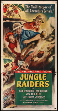 8t0254 JUNGLE RAIDERS 3sh R1953 Kane Richmond, the thrill-topper of all adventure serials, rare!