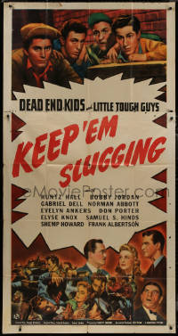 8t0255 KEEP 'EM SLUGGING 3sh 1943 great images of The Dead End Kids & The Little Tough Guys, rare!