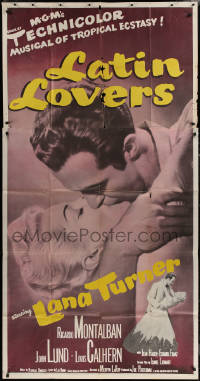 8t0256 LATIN LOVERS 3sh 1953 best huge kiss close up of Lana Turner & Ricardo Montalban!