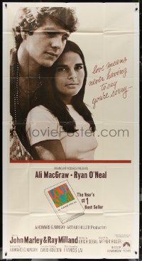 8t0261 LOVE STORY int'l 3sh 1970 romantic close up of Ali MacGraw & Ryan O'Neal, classic tagline!