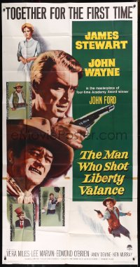8t0263 MAN WHO SHOT LIBERTY VALANCE 3sh 1962 John Wayne & James Stewart first time together!