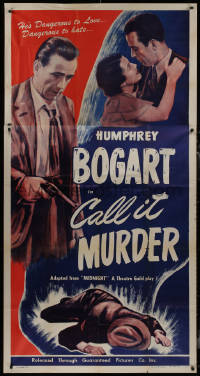 8t0267 MIDNIGHT 3sh R1947 full-length Humphrey Bogart with gun, Call It Murder!