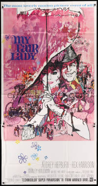 8t0269 MY FAIR LADY 3sh 1964 classic art of Audrey Hepburn & Rex Harrison by Bob Peak!
