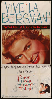 8t0277 PARIS DOES STRANGE THINGS 3sh 1957 Jean Renoir's Elena et les hommes, c/u of Ingrid Bergman!