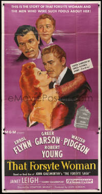 8t0304 THAT FORSYTE WOMAN 3sh 1949 Errol Flynn, Greer Garson, Walter Pidgeon & Robert Young, rare!