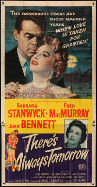 8t0305 THERE'S ALWAYS TOMORROW 3sh 1956 Fred MacMurray torn between Barbara Stanwyck & Joan Bennett