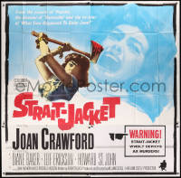 8t0069 STRAIT-JACKET 6sh 1964 art of crazy ax murderer Joan Crawford, William Castle, rare!