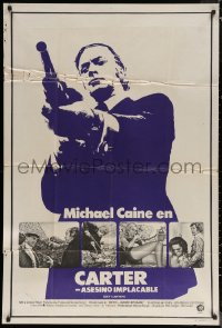 8t0105 GET CARTER Argentinean 1971 great image of Michael Caine with shotgun + four inset photos!