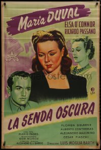 8t0117 LA SENDA OSCURA Argentinean 1947 Paciarotti art of pretty Maria Duval between her co-stars!